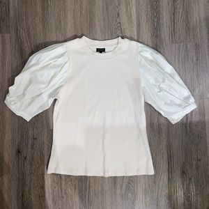 WHO|WHAT|WEAR - Mixed Media Puff Sleeve Sweater Top